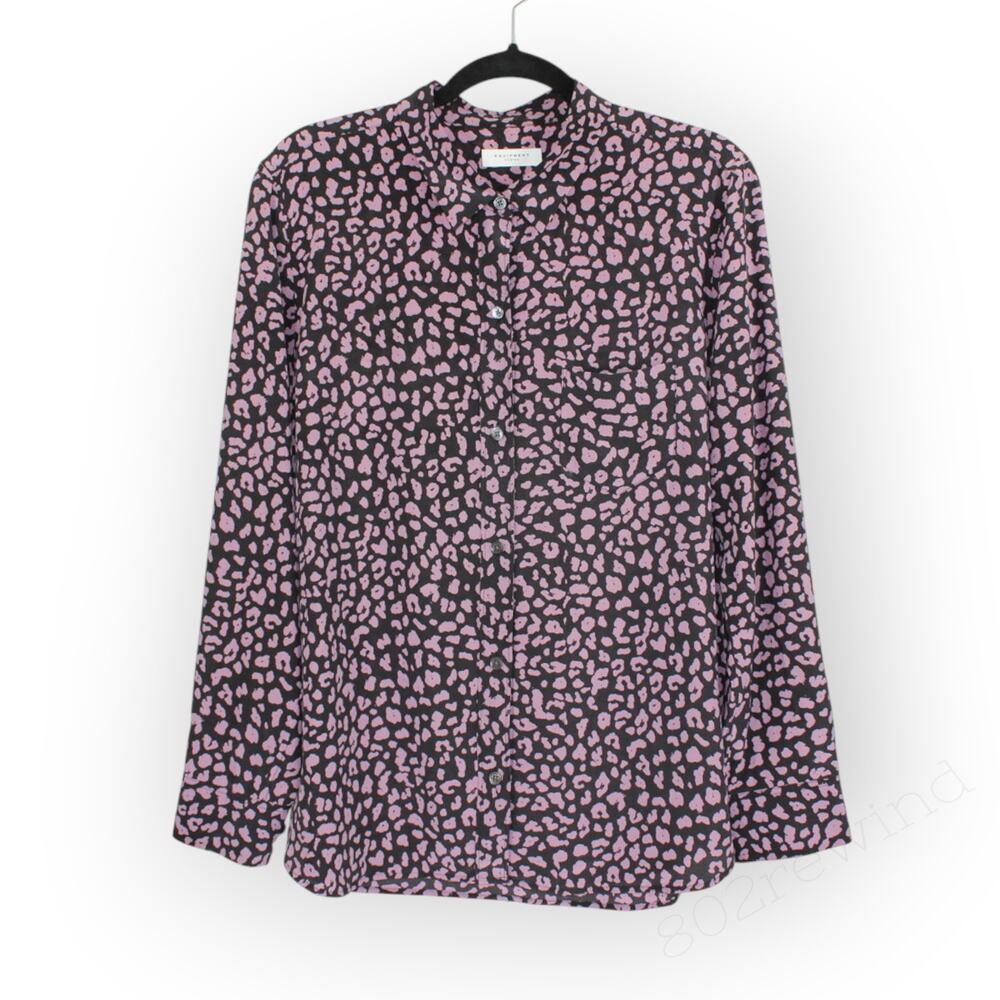 XL Equipment Femme Leema with Pocket 100% SILK Blouse AnimalPrint - Picture 4 of 11